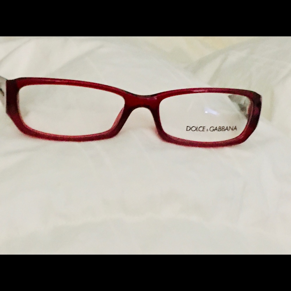 Womens red Dolce and Gabana reading glasses.